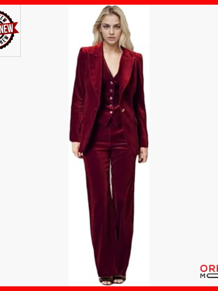 Velvet Pant Suit Set Blazer Vest Pants Formal Business Office Wear